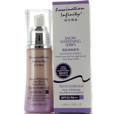 菲莎妮丝 雪肌净白防晒粉底液30mlSPF25PA++遮瑕修颜,抵抗紫外线,防止晒伤、晒黑